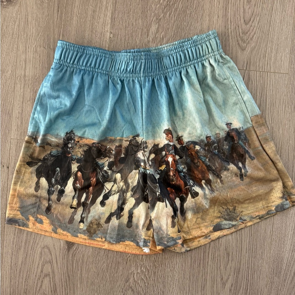 Bravest Studios Horses Shorts in Blue/Tan - Picture 2 of 5